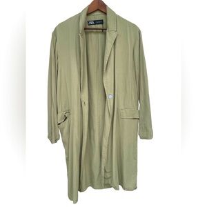Zara Olive Green Mid Length light weight trench coat size medium